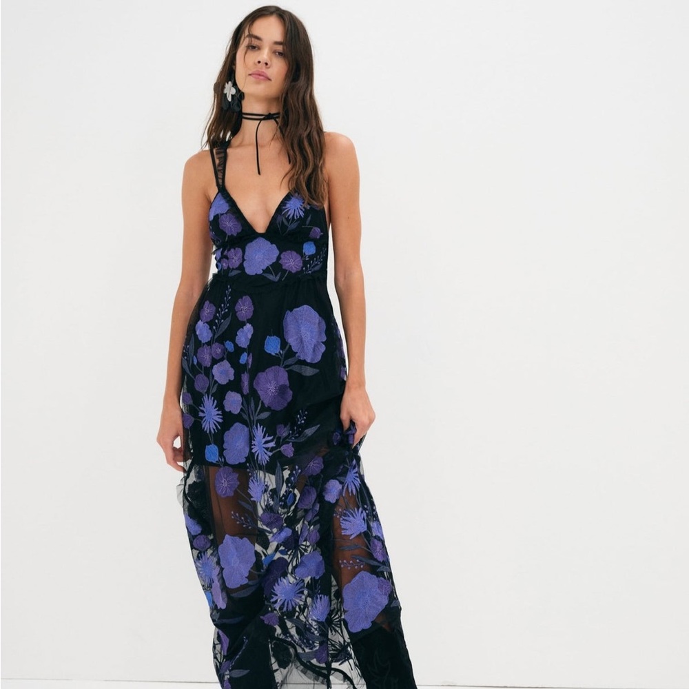 Free People X For Love & Lemons Kaylee Maxi Dress Sz L